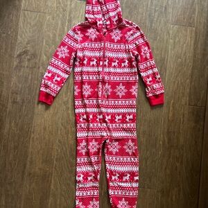 Old Navy Red and White Festive Hooded Onesie